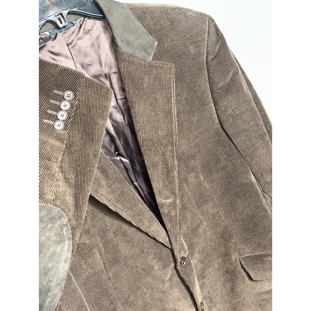 John Varvatos Brown Corduroy Cotton 3-Button Blazer Elbow Patches 44 Italy